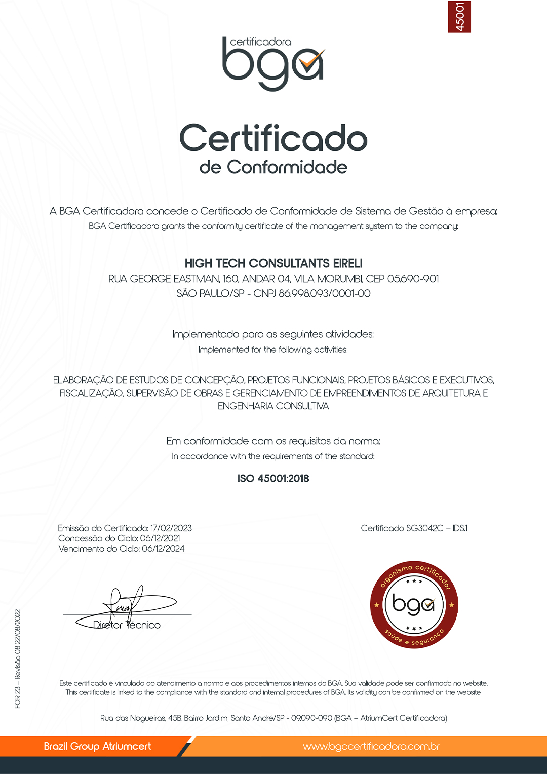 Certificado 45001